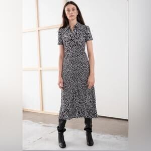 & Other Stories Printed Button Down Midi Dress Size 0